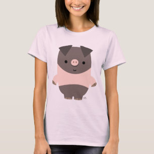 Cute Strong Tecknad Gris anpassningsbar Kvinnor T- T-shirt