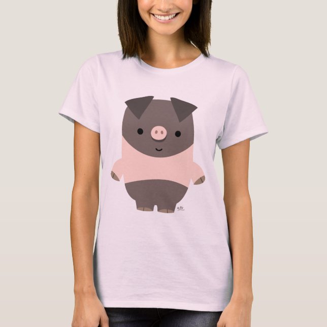 Cute Strong Tecknad Gris anpassningsbar Kvinnor T- T-shirt (Framsida)