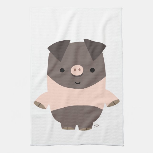 Cute Strong Tecknad Gris Kitchen Towel Kökshandduk (Vertikal)
