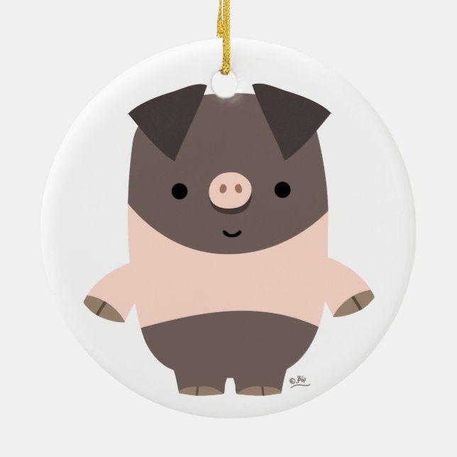Cute Strong Tecknad Gris Ornament (Baksidan)