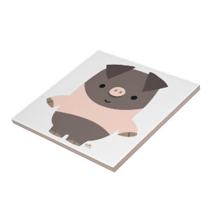 Cute Strong Tecknad Gris Tile Kakelplatta