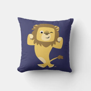 Cute Strong Tecknad Lejona Dekorativ kudde