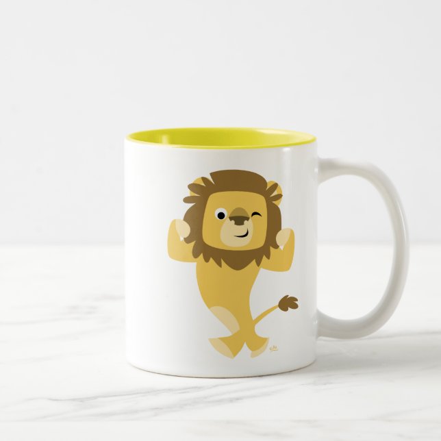 Cute Strong Tecknad Lejona Mugg (Höger)