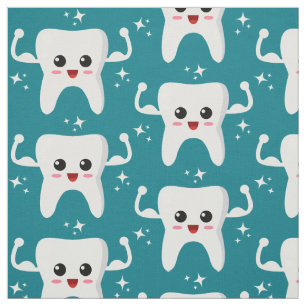 Cute Strong Teeth Mönster Tyg