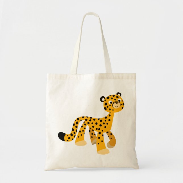 Cute Strullande Tecknad Cheetah Bag Tygkasse (Framsidan)