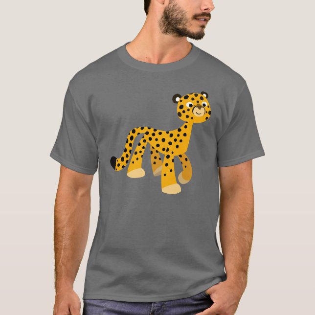 Cute Strullande Tecknad Cheetah T-Shirt (Framsida)