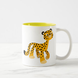 Cute Strullande Tecknad Cheetah Två-Tonad Mugg