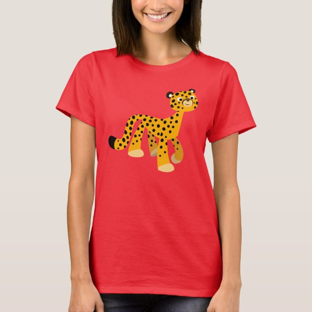 Cute Strullande Tecknad Cheetah Women T-Shirt (Framsida)