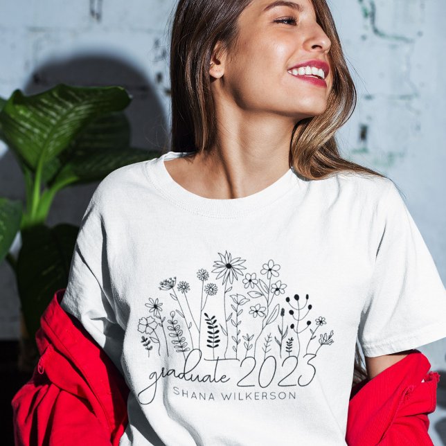 Cute Student Blooming Wildblomme Modern Retro T Shirt (Skapare uppladdad)