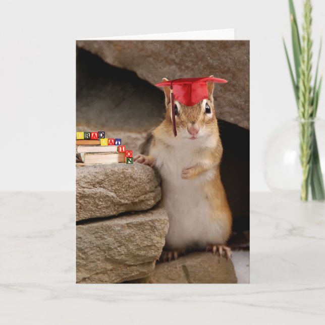 Cute Studenten Chipmunk-gratulationskort Kort (Framsida)