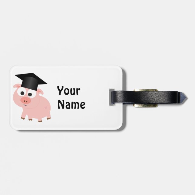 Cute Studenten Gris Bagagebricka (Baksida Vågrät)