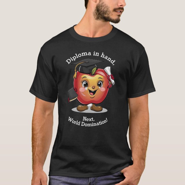 Cute Studenten Shirt Edit Namn Text Red Apple T (Framsida)
