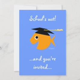 Cute Studentfest Investigation Goldfish on Blue Inbjudningar