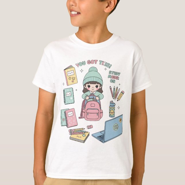 Cute Study Mode On | Du Har barnen T Shirt (Framsida)