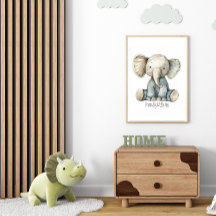 Cute Stuffed Elephant Poster för Nursery