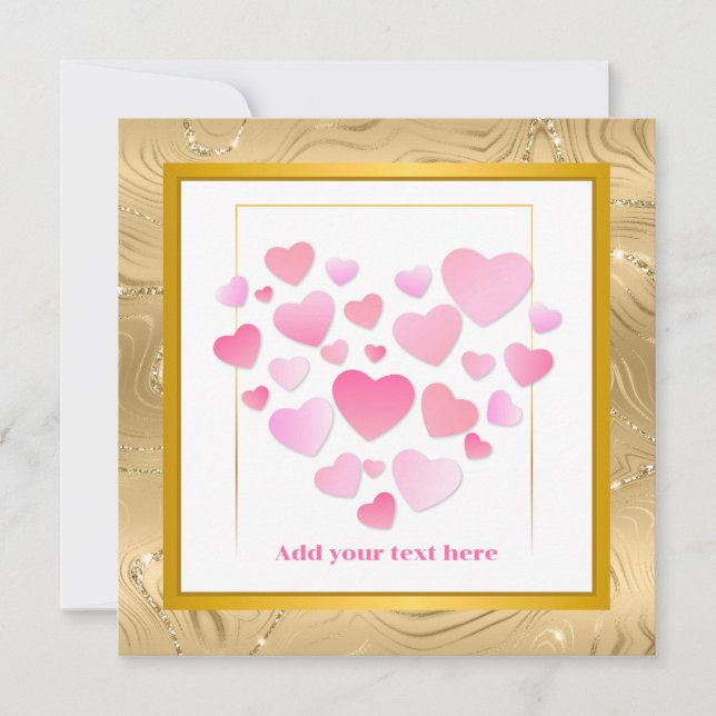 Cute Style Pink Hearts Romantic Valentine's Day Kort (Framsida)