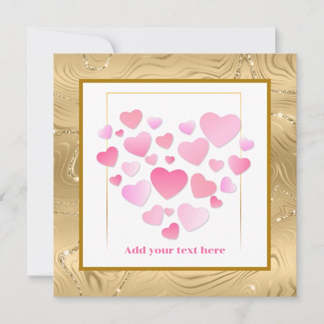 Cute Style Pink Hearts Romantic Valentine's Day Kort (Framsida)