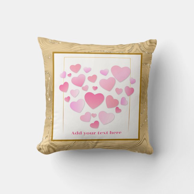 Cute Style Pink Hearts Romantic Valentine's Day Kudde (Framsida)