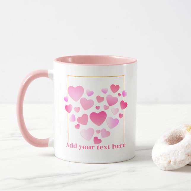 Cute Style Pink Hearts Romantic Valentine's Day Mugg (Med munk)