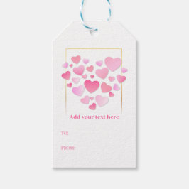 Cute Style Pink Hearts Romantic Valentine's Day Presentetikett