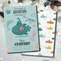 Cute Submarine Deep Sea Birthday Kids Photo