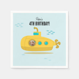 Cute Submarine Deep Sea Birthday Kids Photo Pappersservett