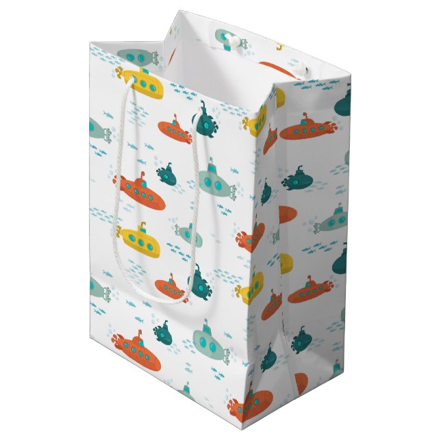 Cute Submarine Nautical Deep Sea Fish Pattern (Framsidan Vinklad)