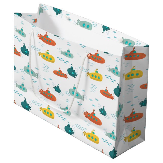 Cute Submarine Nautical Deep Sea Fish Pattern (Framsidan Vinklad)