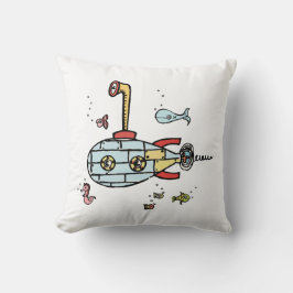 Cute Submarine Nautical Red Back med Spots Kudde