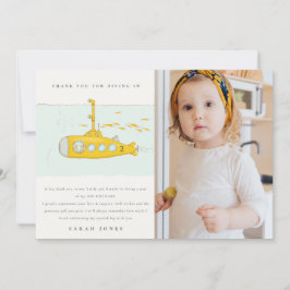 Cute Submarine Photo Gult, oavsett ålder Tack Kort