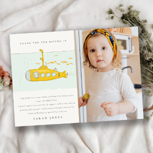 Cute Submarine Photo Gult, oavsett ålder Tack Kort