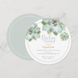 Cute Succulent Baby Shower Inbjudningar