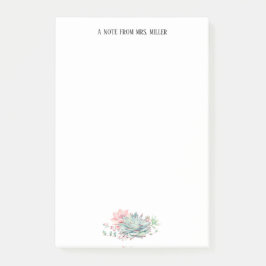 Cute Succulents Personlig Lacher Post-it Block
