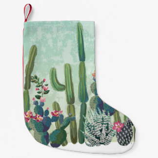 Cute Succulents: Vintage Cactus Mönster Liten Julstrumpa