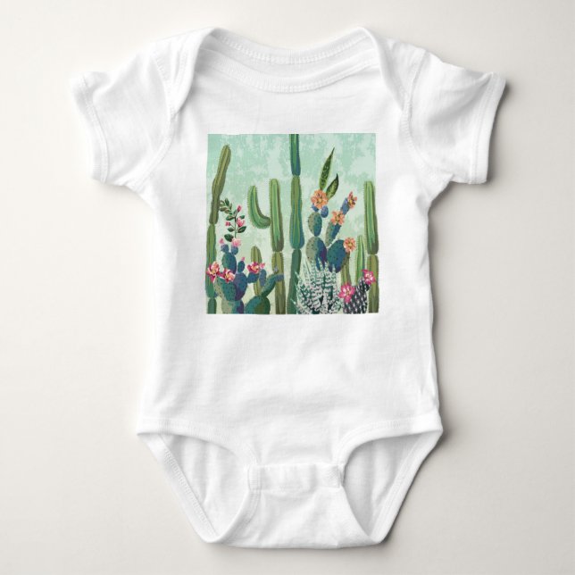 Cute Succulents: Vintage Cactus Mönster T Shirt (Framsida)