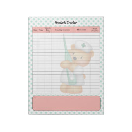 Cute Sug Bear Themed Headache Tracker Anteckningsblock