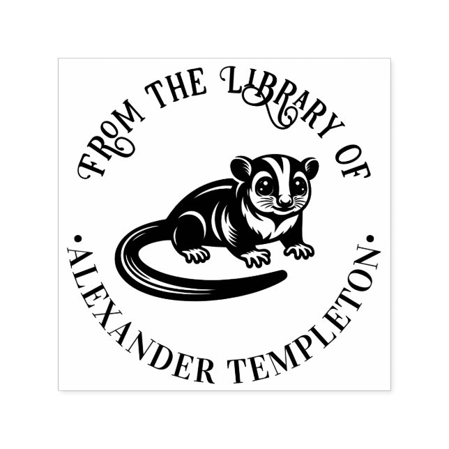 Cute Sugar Glider Bibliotek Bok Namn #1P Självfärgande Stämpel (Design)