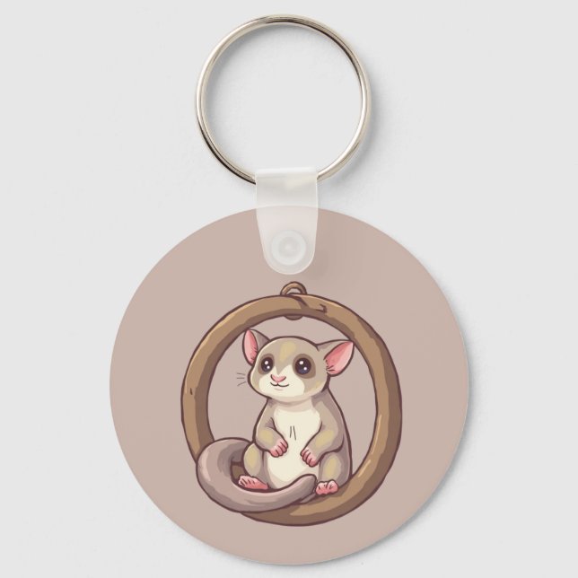 Cute Sugar Glider Ornament Art Nyckelring (Framsida)