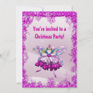 Cute Sugar Plum Fairy & Sequins jul Party Inbjudningar