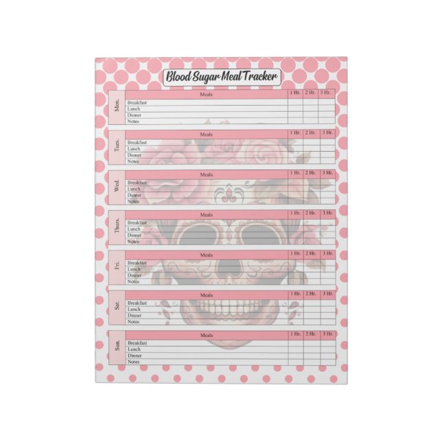 Cute Sugar Skall Blod Socker och måltider Anteckningsblock (Roterad)