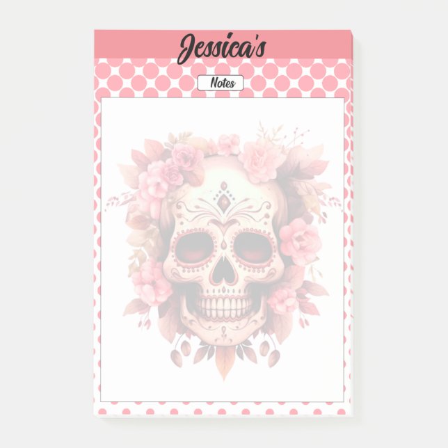 Cute Sugar Skull-anteckningar Post-it Block (Framsida)
