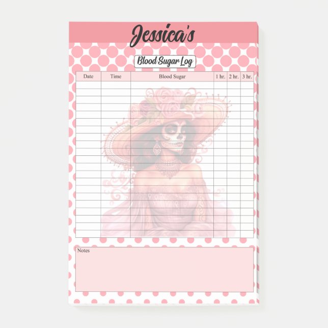 Cute Sugar Skull Blodslogg Post-it Block (Framsida)