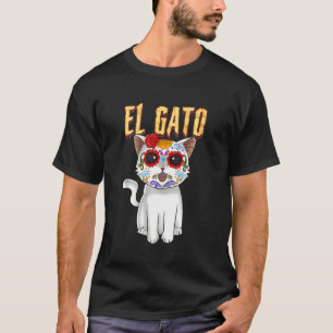 Cute Sugar Skull Cat Dia de Lo Day of the dead T Shirt