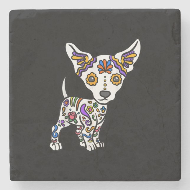 Cute Sugar Skull Chihuahua Stenunderlägg (Framsidan)