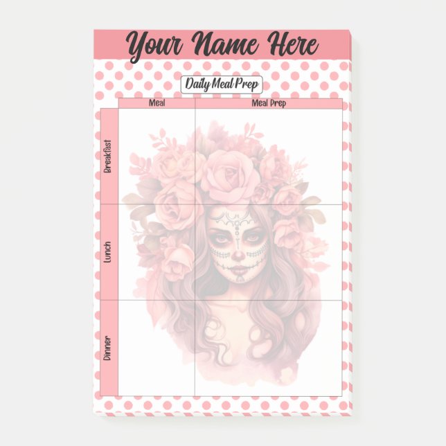 Cute Sugar Skull Daglig måltid Prep Post-it Block (Framsida)