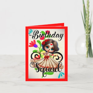 Cute Sugar Skull Födelsedag Tack Kort
