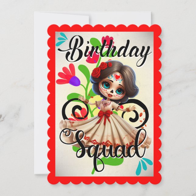 Cute Sugar Skull Födelsedag Tack Kort (Framsida)