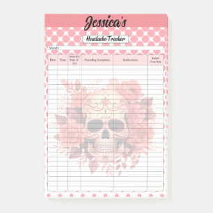 Cute Sugar Skull Headach Tracker Post-it Block