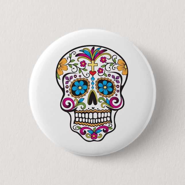 Cute Sugar Skull Lycklig Day of the dead Knapp (Framsida)