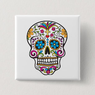 Cute Sugar Skull Lycklig Day of the dead Knapp